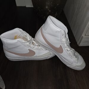 Women's White and Pink High-Top Sneakers